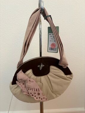 Beige and Blush Women's Shoulder Bag